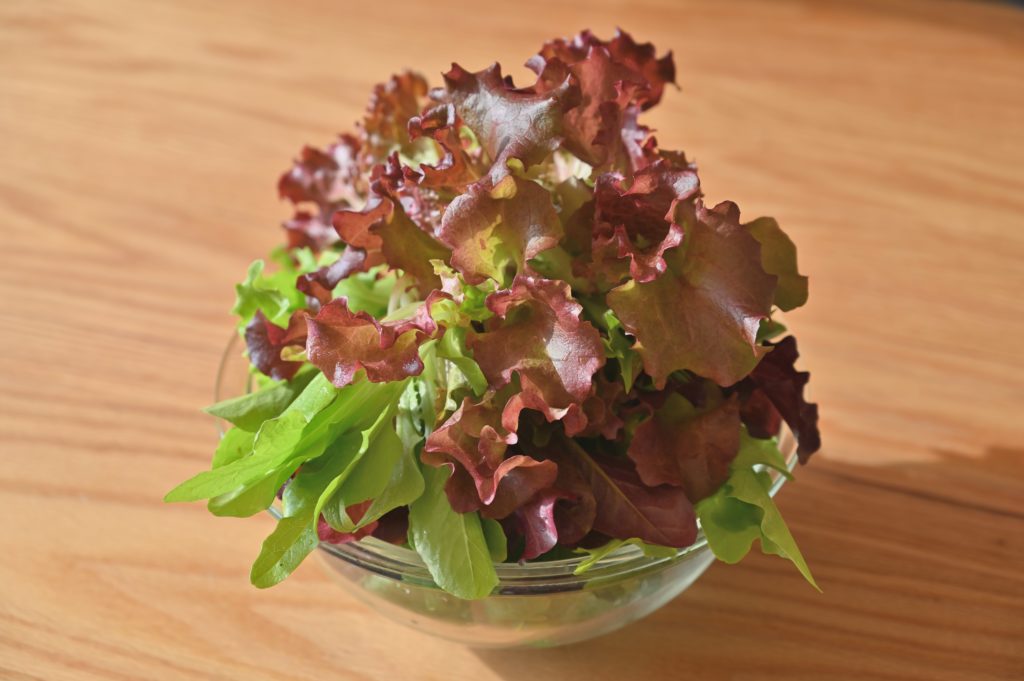 ボウルに入っている山盛りのレタス