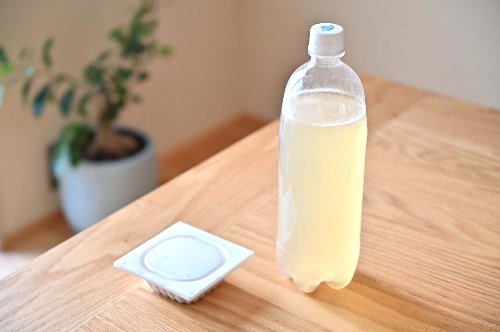 納豆とペットボトルに入った納豆菌培養液