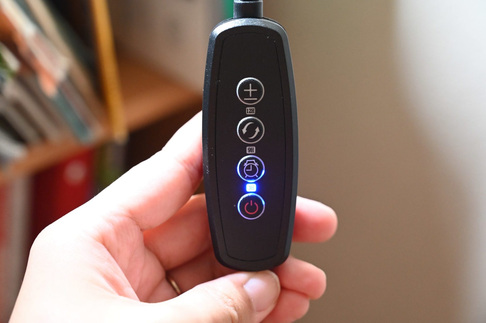 Brim「FLORA」のリモコンを持っている