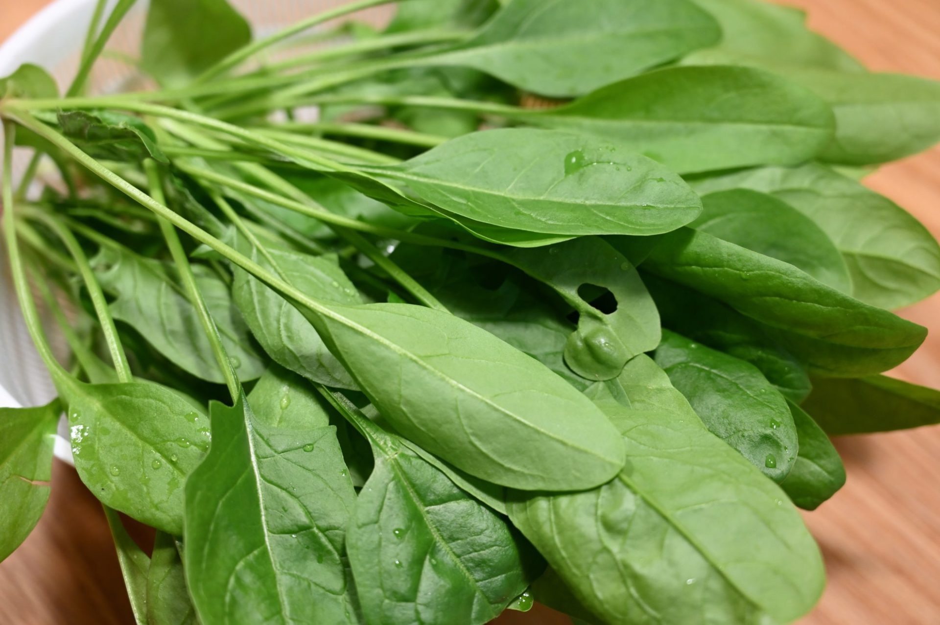 ザルいっぱいのサラダほうれん草